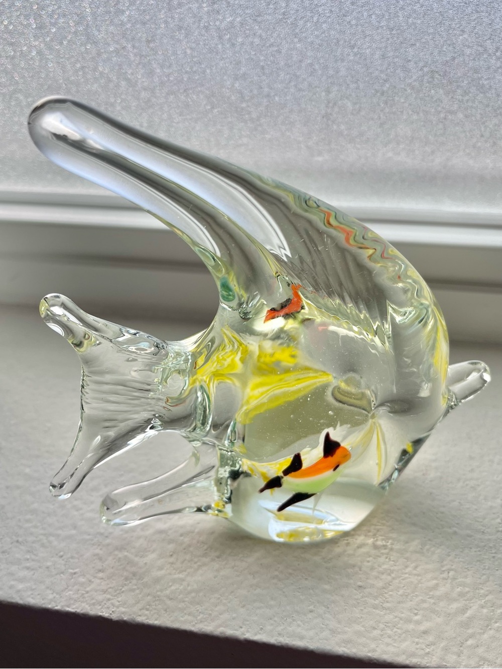 Vintage Sunfish Glass Paperweight Colorful